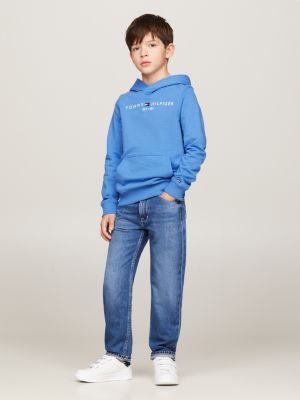 blue essential hoodie mit logo-stickerei für unisex kinder - tommy hilfiger