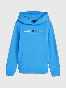 blue dual gender essential logo hoody for kids unisex tommy hilfiger