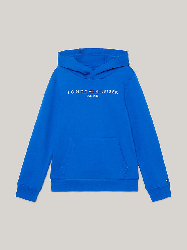 blue essential logo embroidery hoody for kids unisex tommy hilfiger