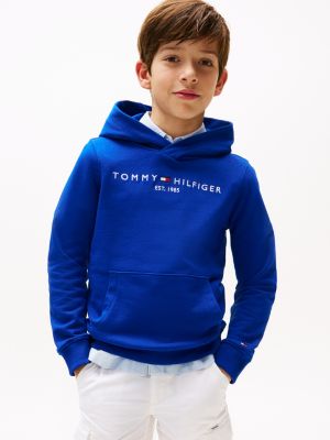 blue hoodie mit logo für unisex kinder - tommy hilfiger