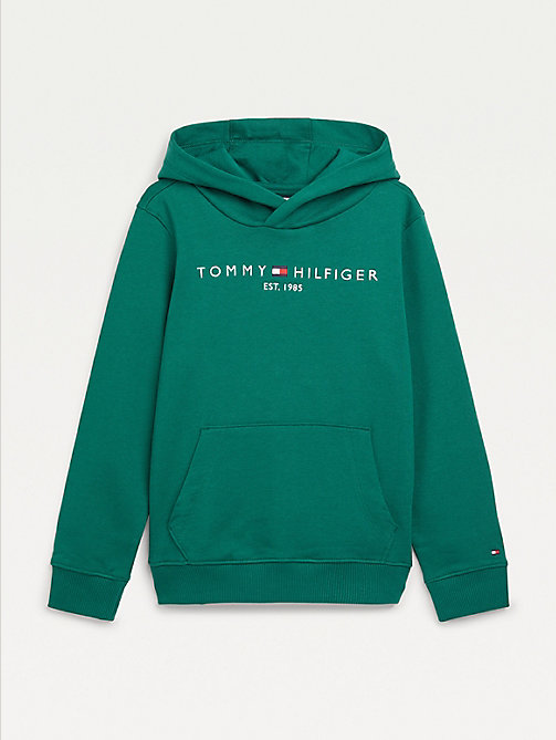 green essential logo hoody for kids unisex tommy hilfiger