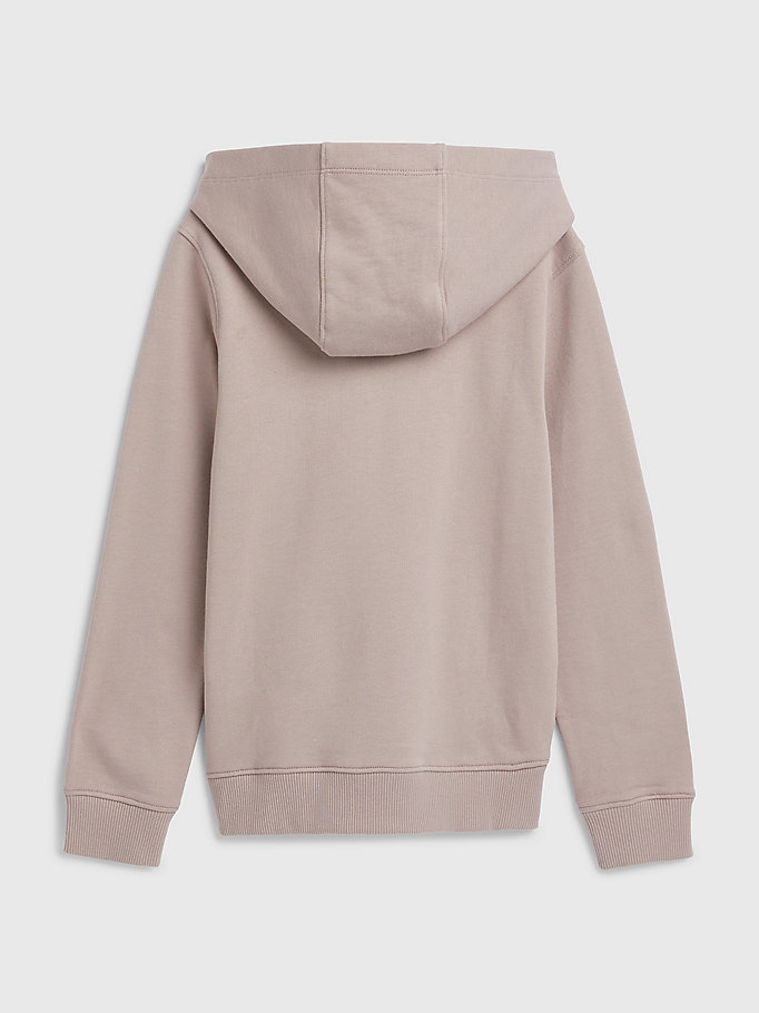 khaki uniseks essential hoodie met logo voor kids unisex - tommy hilfiger