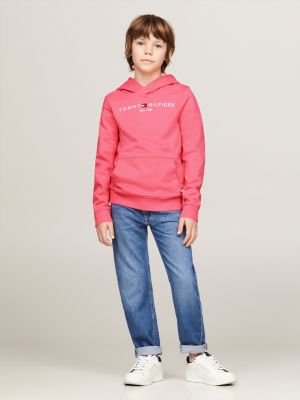 pink essential hoodie mit logo-stickerei für unisex kinder - tommy hilfiger