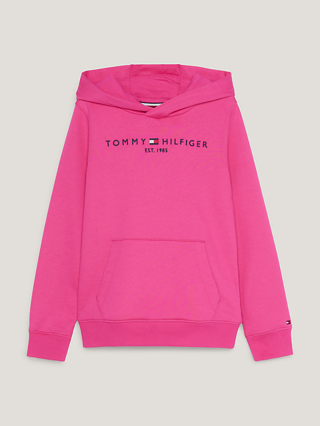pink th established essential logo hoody for kids unisex tommy hilfiger