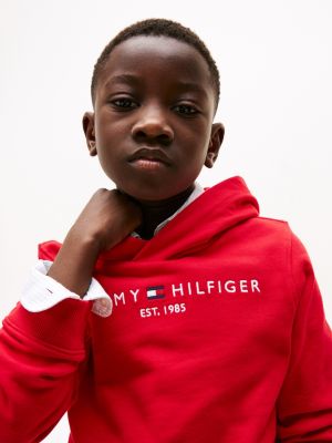 red logo hoody for kids unisex tommy hilfiger