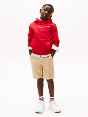 red logo hoody for kids unisex tommy hilfiger