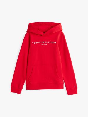 red logo hoody for kids unisex tommy hilfiger