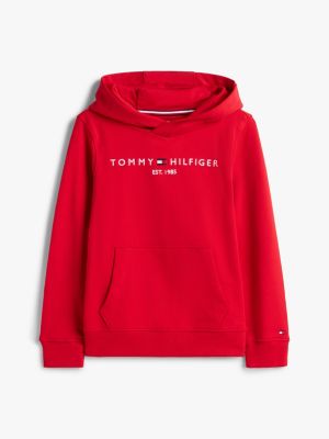 sweat à capuche à logo rouge pour enfant unisexe tommy hilfiger