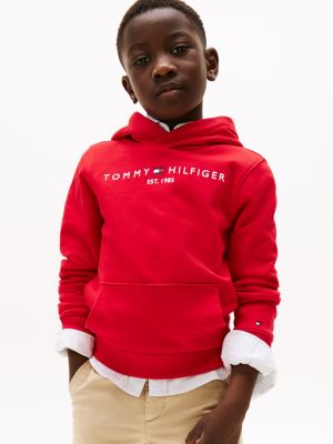 red hoodie mit logo für unisex kinder - tommy hilfiger