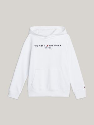 sudadera con capucha y logo bordado essential blanco de unisex infantil tommy hilfiger