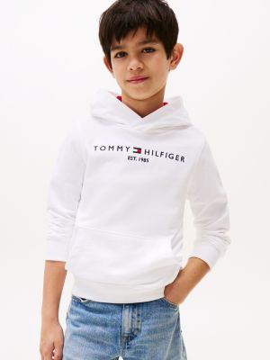 white hoodie mit logo für unisex kinder - tommy hilfiger