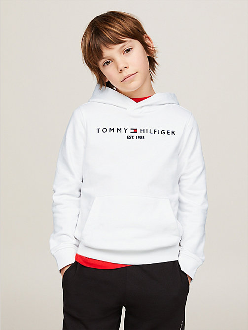 white essential logo hoody for kids unisex tommy hilfiger