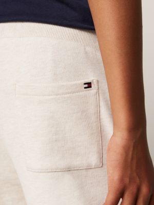 joggers con logo e lacci in vita beige da gender-inclusive bambini tommy hilfiger