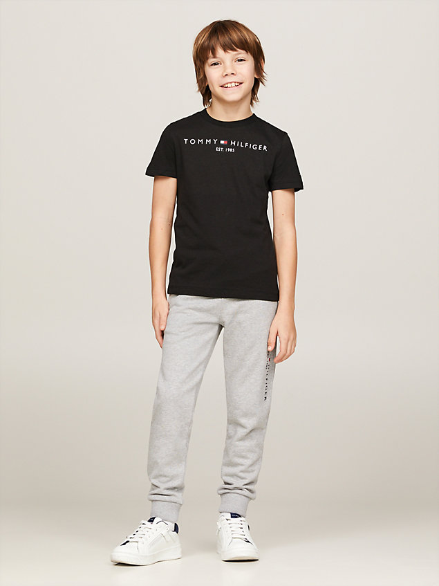 black bawełniany t-shirt essential z logo dla unisex - tommy hilfiger