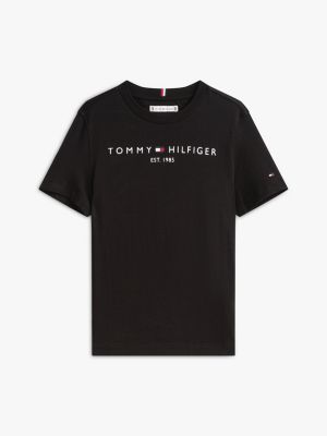 schwarz essential logo-t-shirt aus baumwolle für gender-inclusive kinder - tommy hilfiger