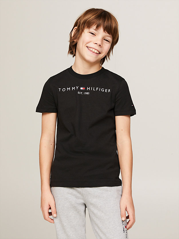 Essential Organic Cotton Logo T-Shirt | Black | Tommy Hilfiger