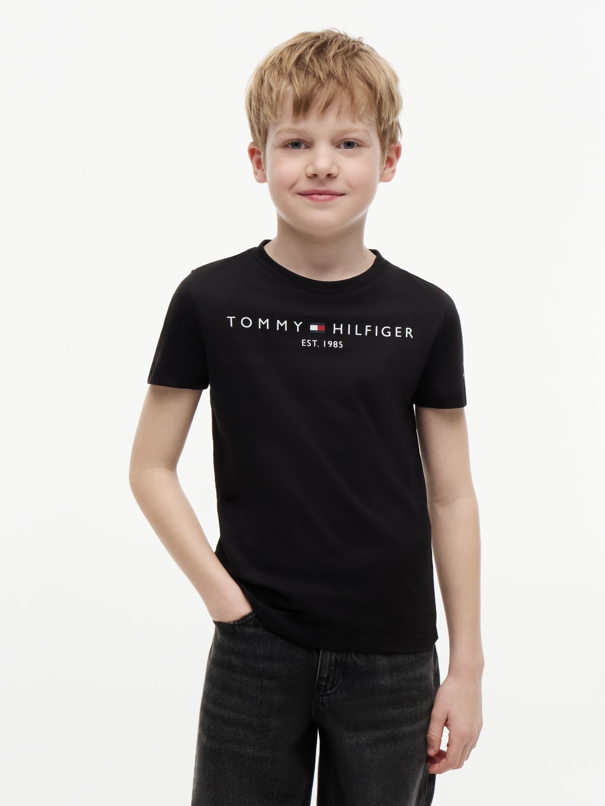 Essential Cotton Logo T-Shirt — Black