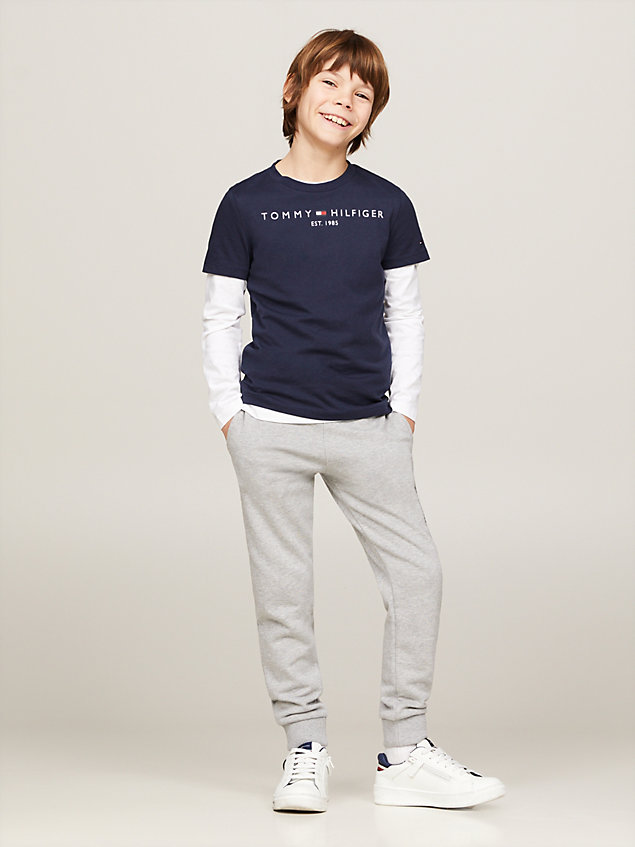 blue essential t-shirt van biologisch katoen voor kids unisex - tommy hilfiger