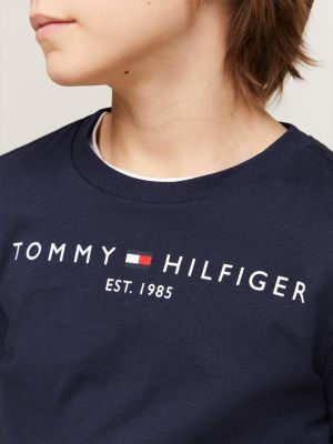 | Hilfiger Bio-Baumwolle Blau Logo-T-Shirt aus Tommy Essential |