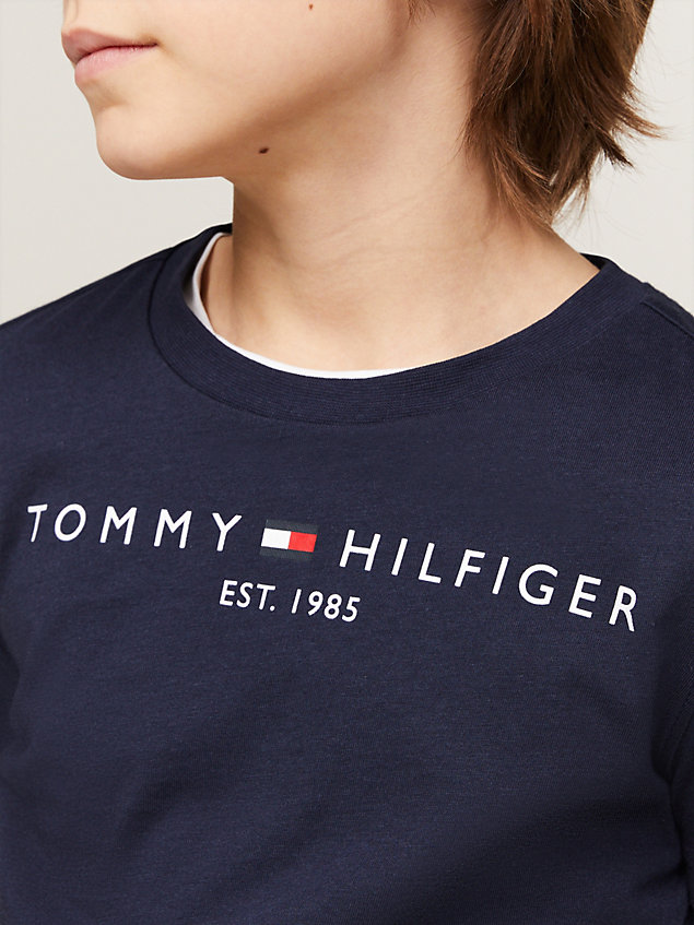 blue bawełniany t-shirt essential z logo dla unisex - tommy hilfiger