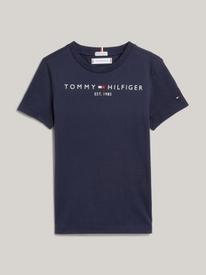 t-shirt essential en coton à logo bleu pour enfants genre inclusif tommy hilfiger