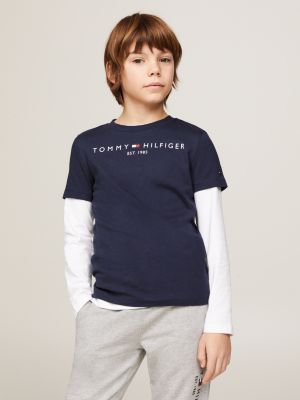 Essential Organic Cotton Logo T-Shirt | Blue | Tommy Hilfiger
