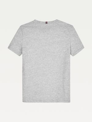 Essential Organic Cotton Logo T Shirt Grey Tommy Hilfiger