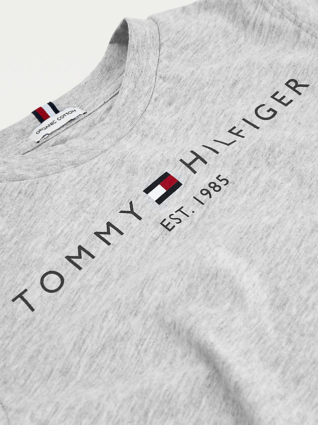 grey bawełniany t-shirt essential z logo dla unisex - tommy hilfiger