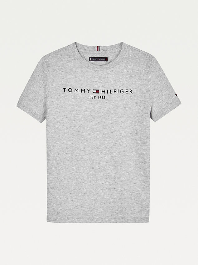 grey bawełniany t-shirt essential z logo dla unisex - tommy hilfiger