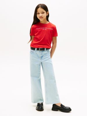 t-shirt essential en coton à logo rouge pour enfants genre inclusif tommy hilfiger