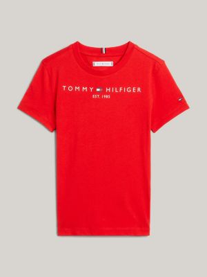 Essential Organic Tommy T-Shirt Logo Hilfiger Red | | Cotton