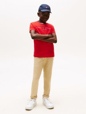 t-shirt essential en coton à logo rouge pour enfants genre inclusif tommy hilfiger