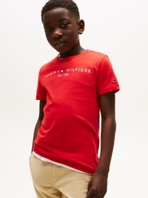 Essential Organic Cotton Logo T-Shirt | Red | Tommy Hilfiger