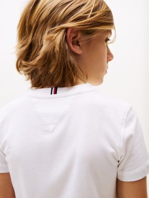 t-shirt essential en coton à logo blanc pour enfants genre inclusif tommy hilfiger