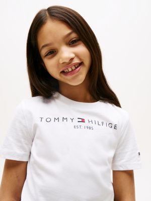 t-shirt essential en coton à logo blanc pour enfants genre inclusif tommy hilfiger