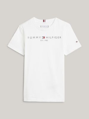 t-shirt essential en coton à logo blanc pour enfants genre inclusif tommy hilfiger