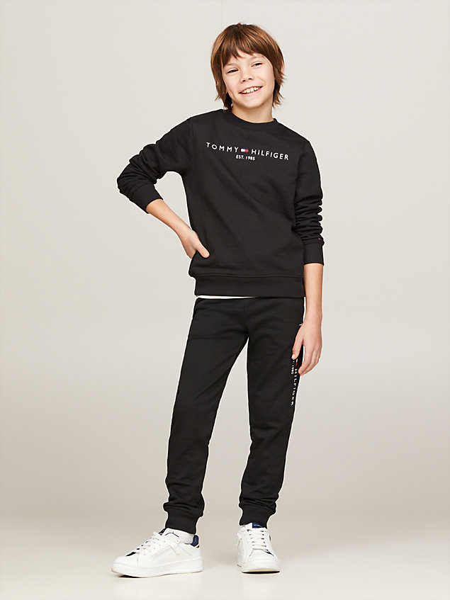 black essential logo sweatshirt for kids unisex tommy hilfiger