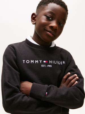 black essential logo sweatshirt for kids unisex tommy hilfiger