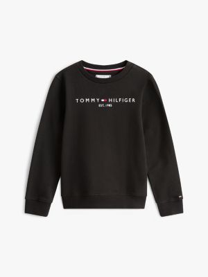 schwarz essential logo-sweatshirt für unisex kinder - tommy hilfiger