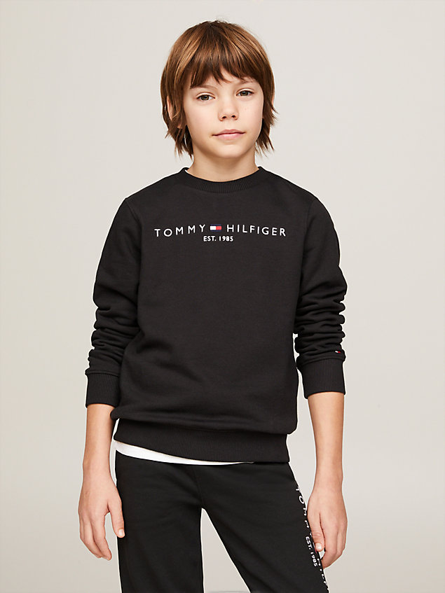 black essential sweatshirt met logo voor kids unisex - tommy hilfiger