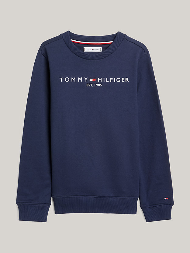 blue essential logo sweatshirt for kids unisex tommy hilfiger