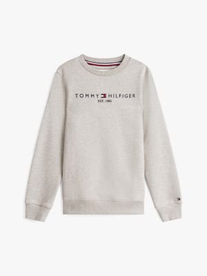 grey essential logo sweatshirt for kids gender inclusive tommy hilfiger
