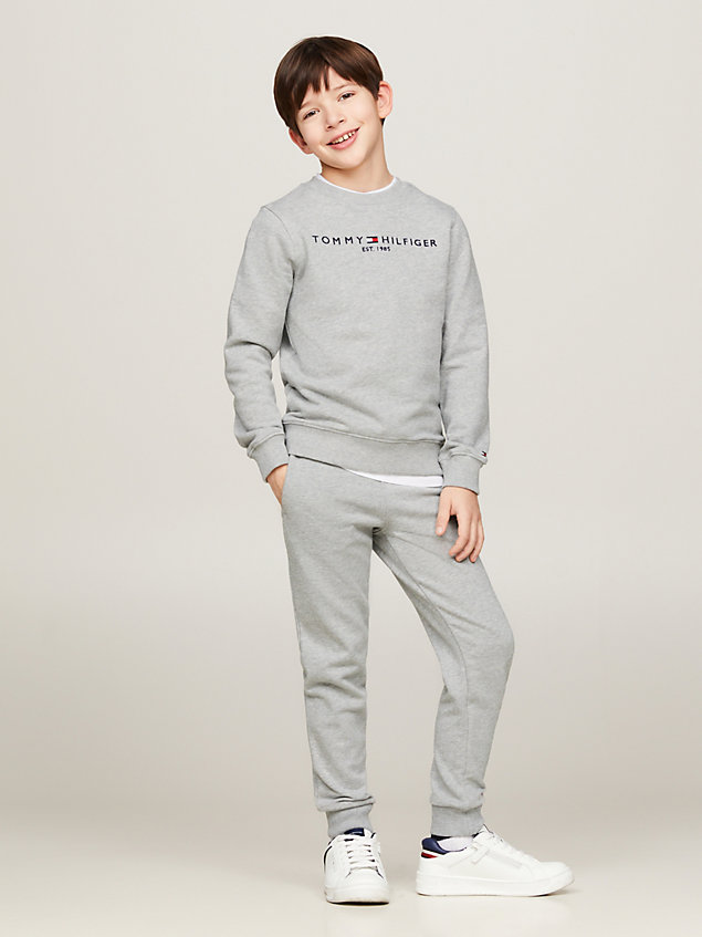 grey essential logo sweatshirt for kids unisex tommy hilfiger