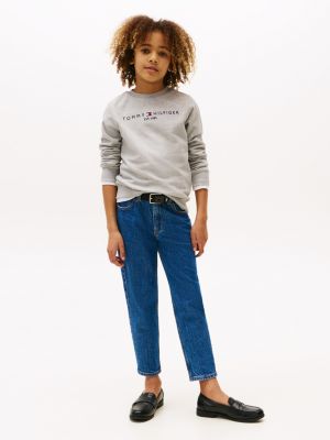 grey essential logo sweatshirt for kids unisex tommy hilfiger