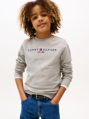 sweat essential à logo grey pour enfant unisexe tommy hilfiger