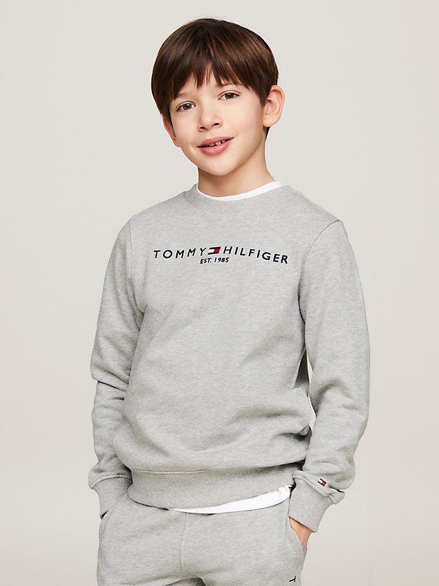 grey essential sweatshirt met logo voor kids unisex - tommy hilfiger