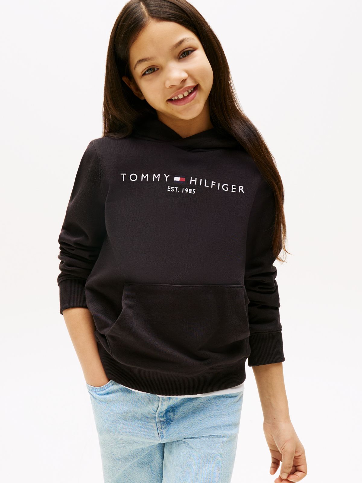 Essential Logo Pure Cotton Hoody — Black