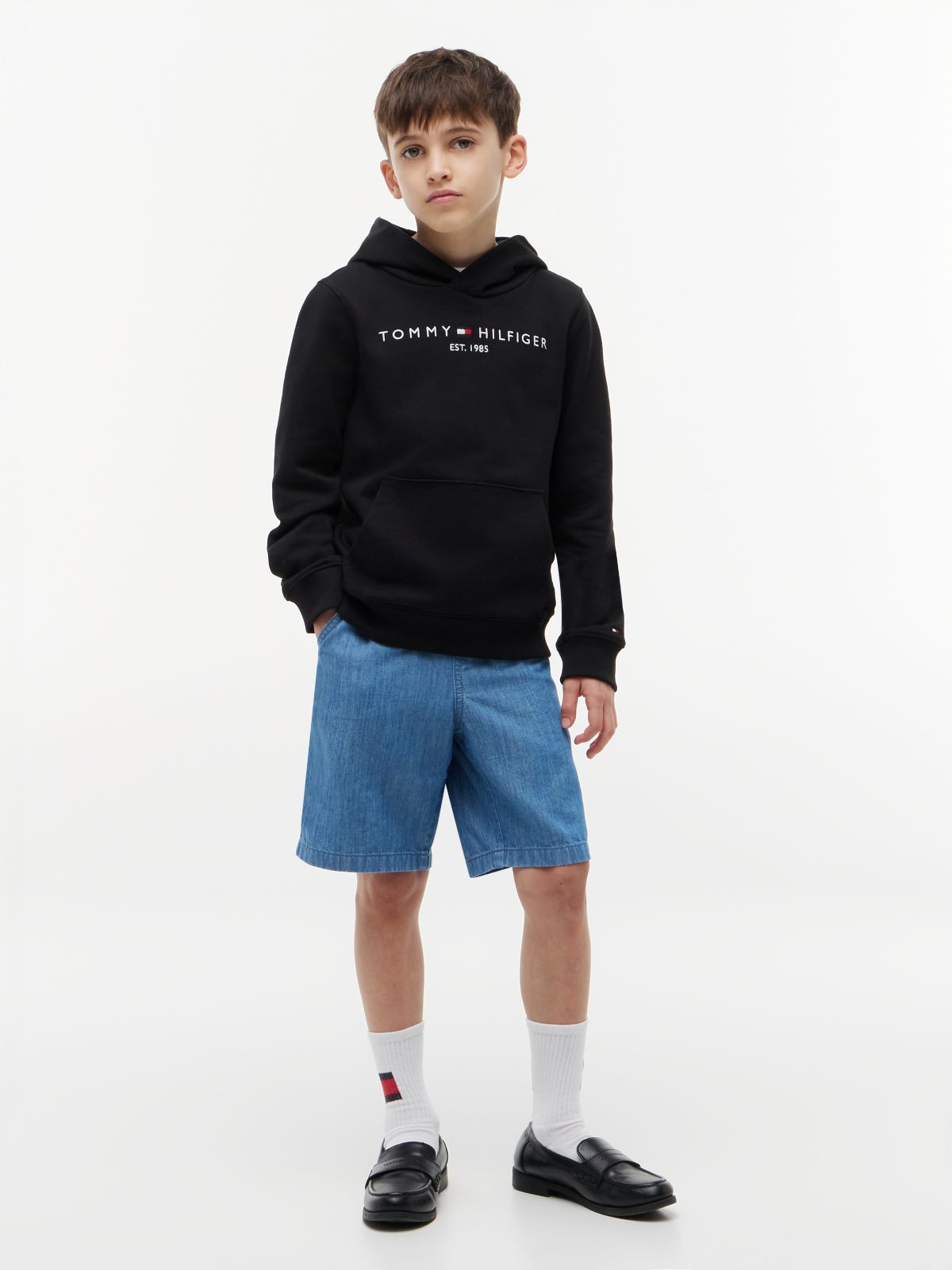 Essential Logo Pure Cotton Hoody — Black