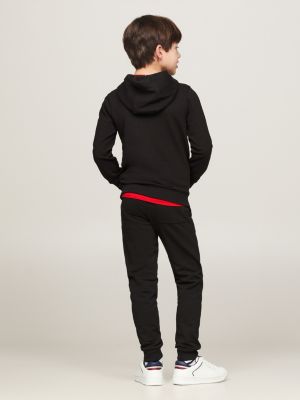 schwarz essential logo-hoodie aus reiner baumwolle für unisex kinder - tommy hilfiger