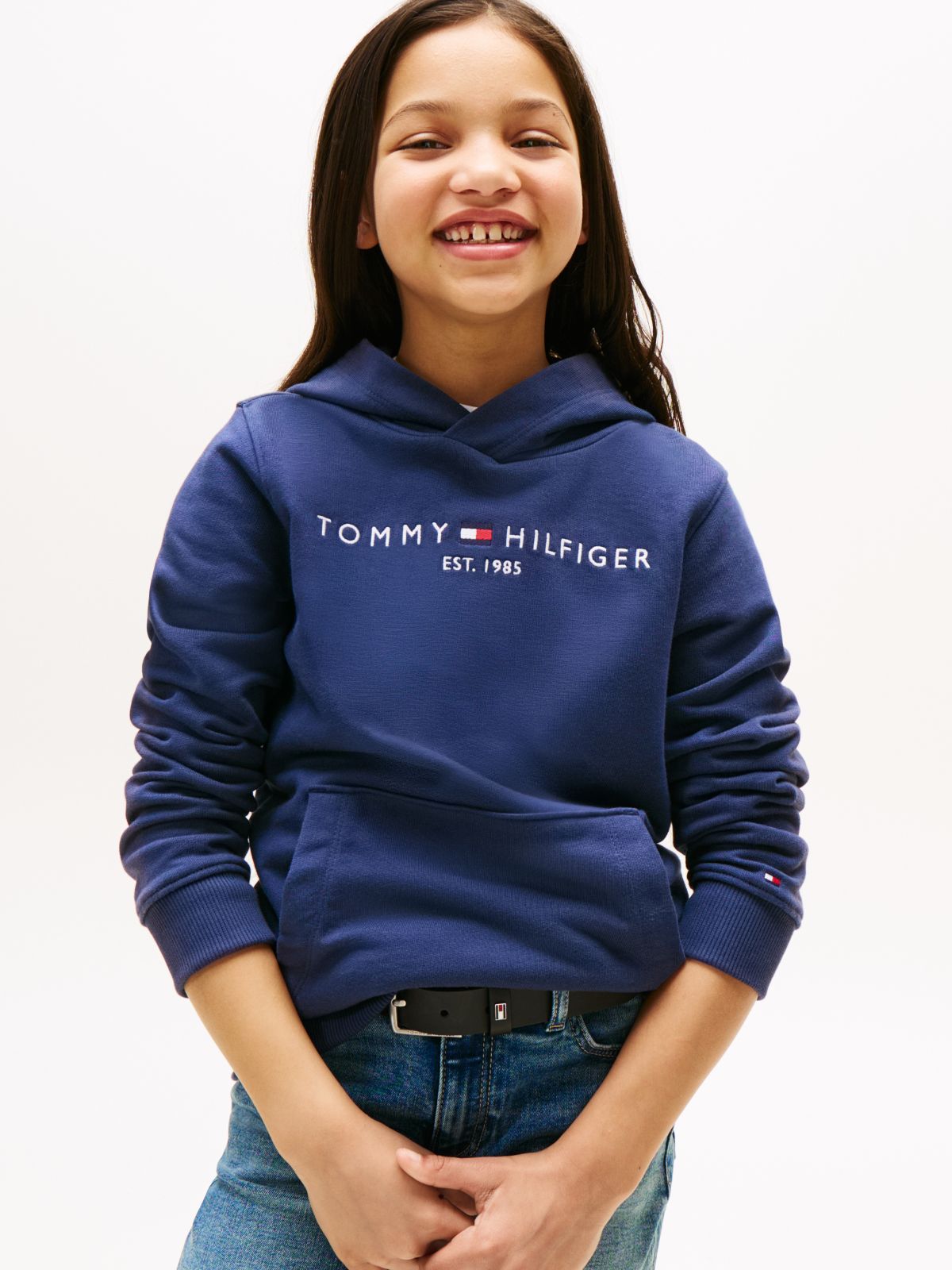 Essential Logo Pure Cotton Hoody — Blue